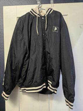 Primitive Black Hooded Puffer Jacket with Cream Trim